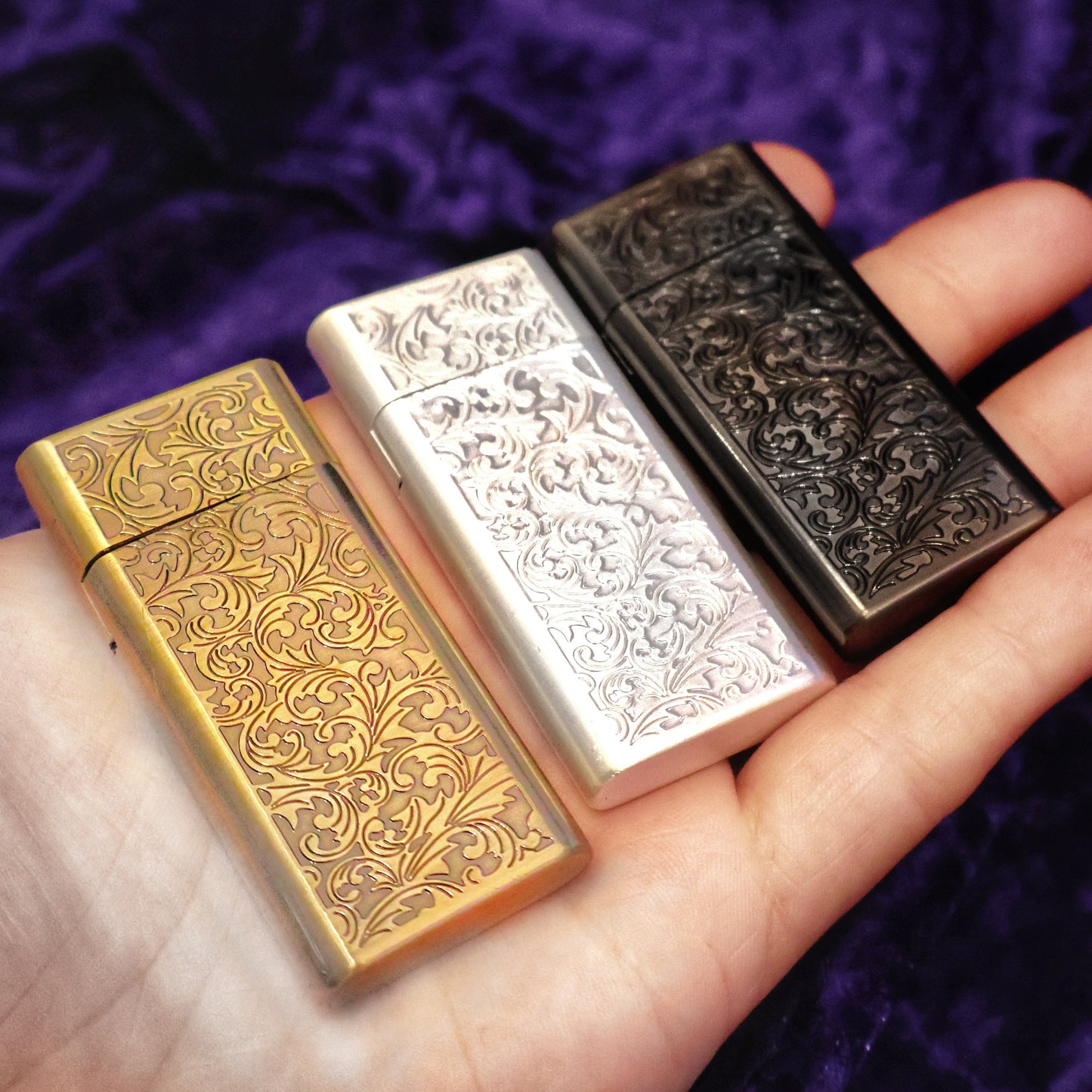 Vintage Floral Design Metal Petrol Lighters