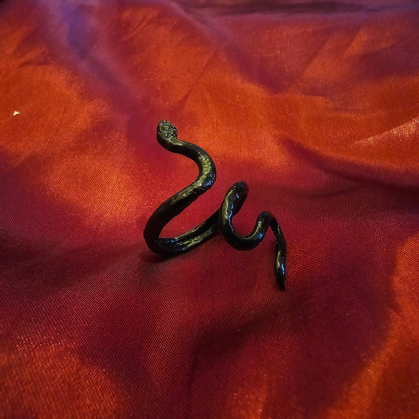 Black Adjustable Snake Metal Ring - Pretty Savage Jewellery