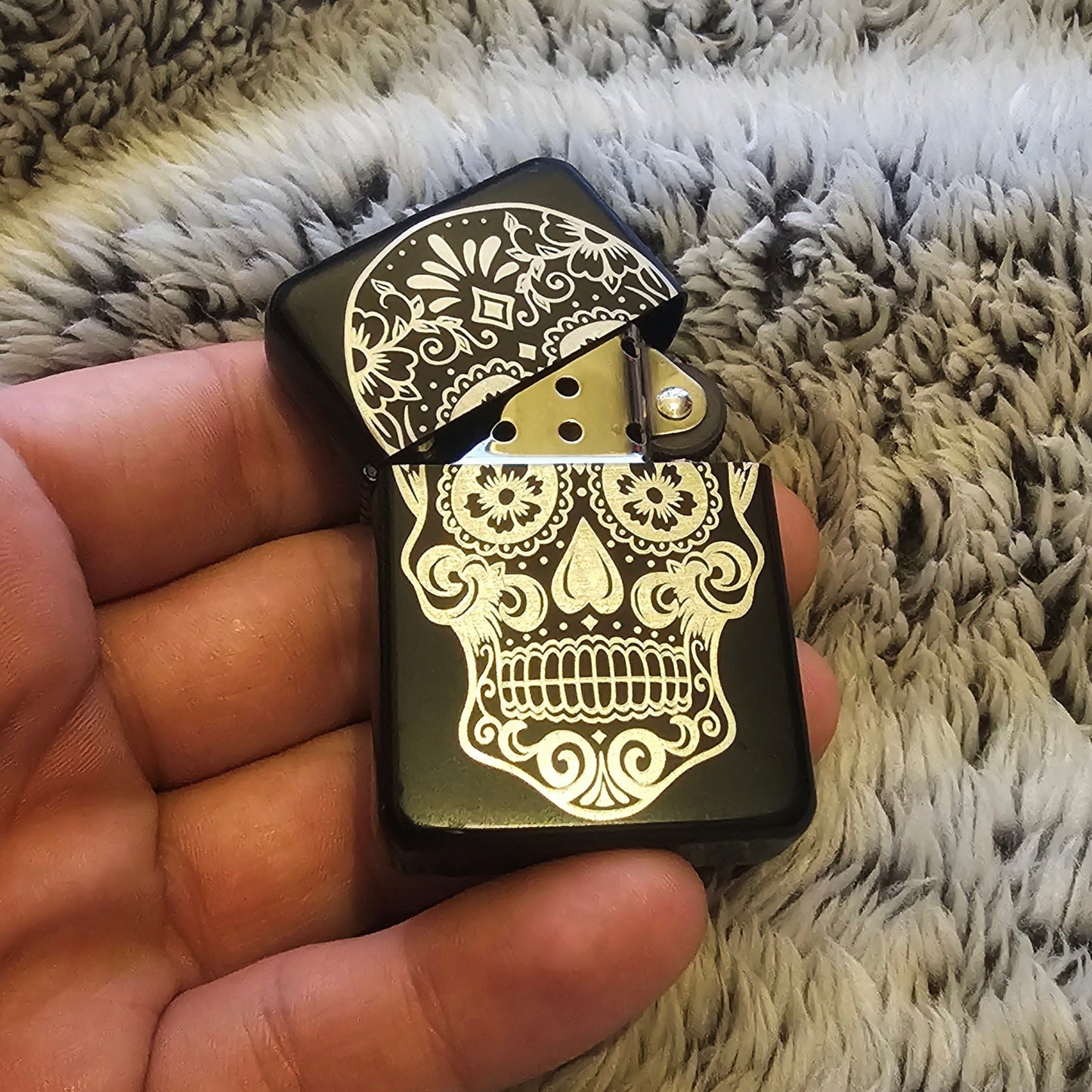 Candy Skull Black Flip Lighter - Pretty Savage Jewellery