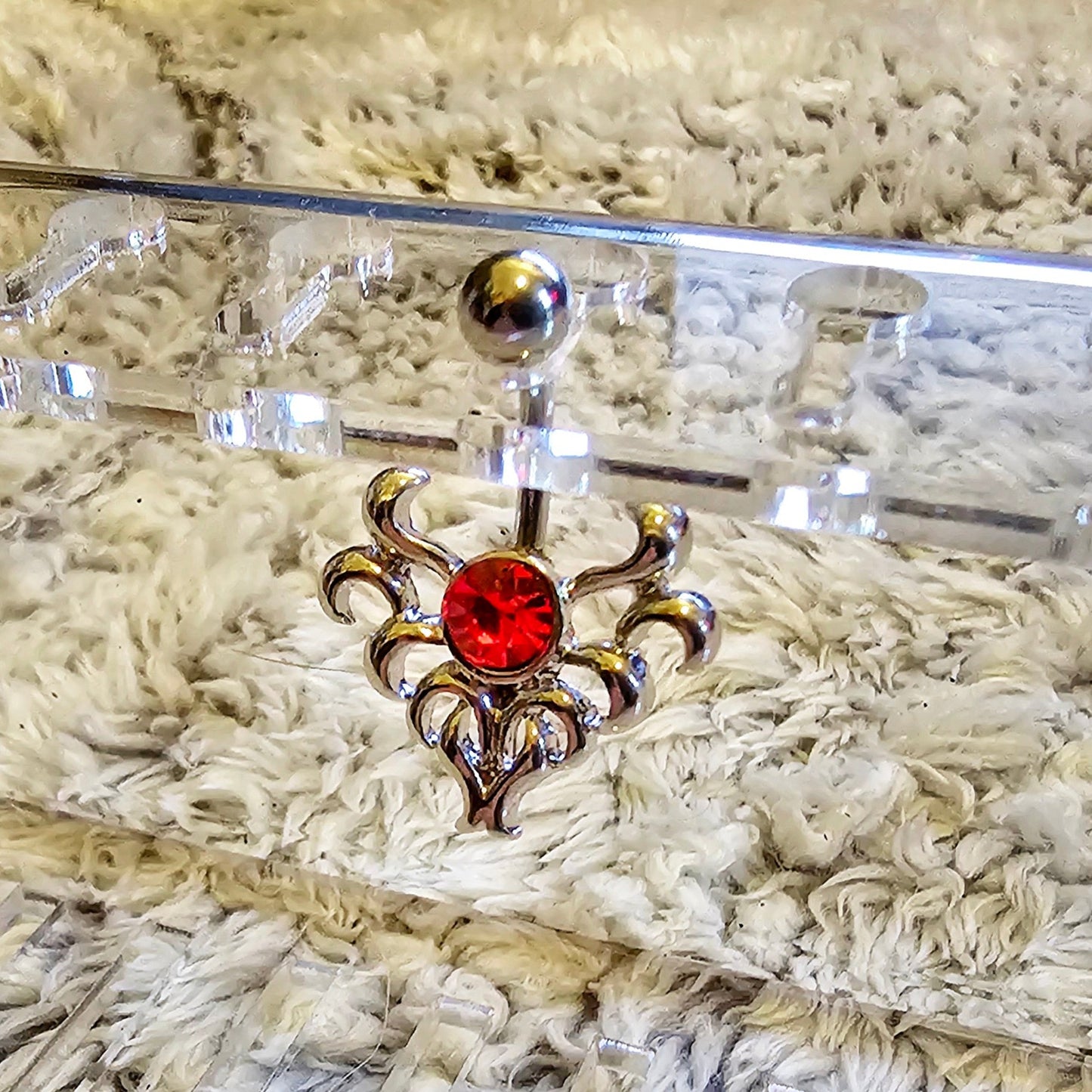 Vampir-Bauchnabelpiercing, Blutstein-Wappen, Gothic-Bauchnabelpiercing, Körperschmuck, Bauchnabelpiercing-Schmuck