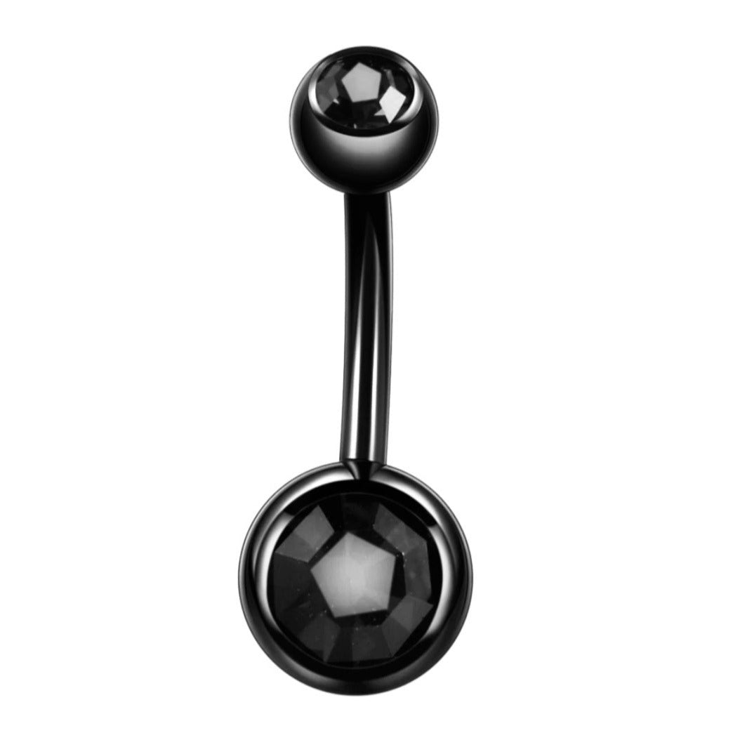 Bauchnabelpiercing aus Edelstahl mit schwarzem Edelstein, 14 g