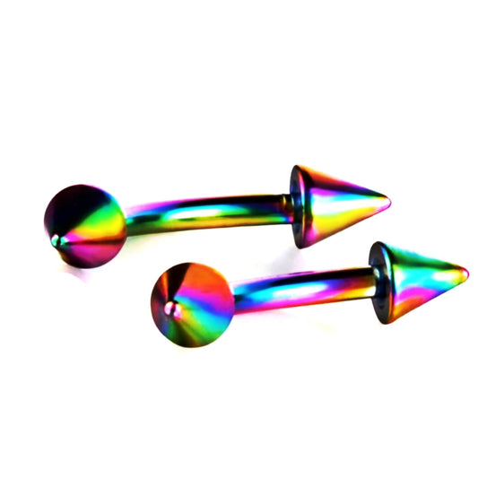 Edelstahl Curved Barbell Regenbogen