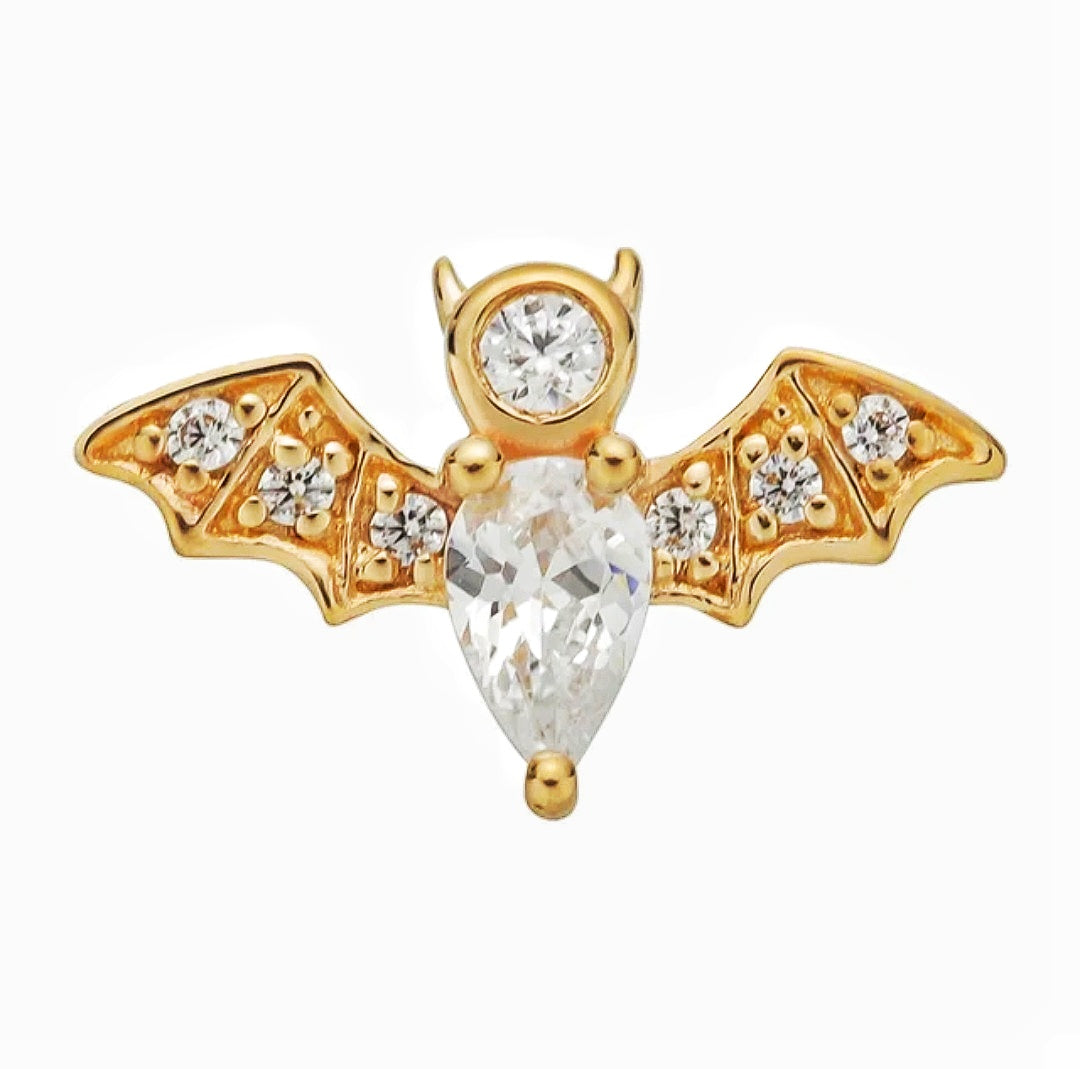 Fledermaus 14KT Massivgold Ohrstecker ohne Gewinde