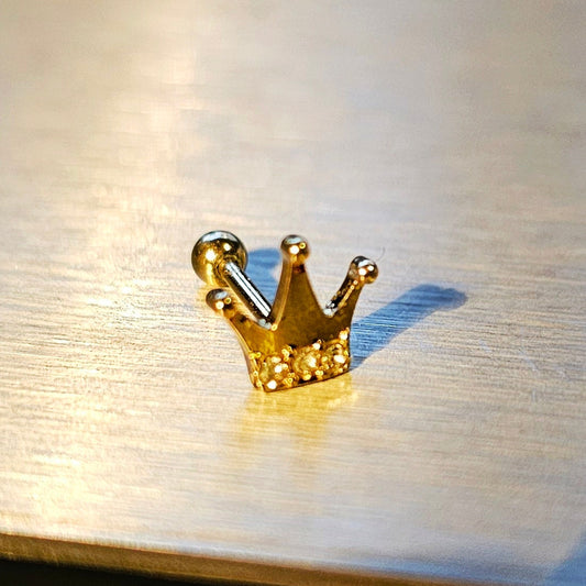 Clou d'oreille doré couronne