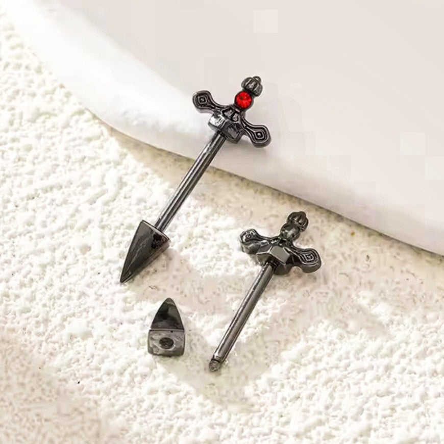 Gothic Sword Nipple Barbell Pair 14G