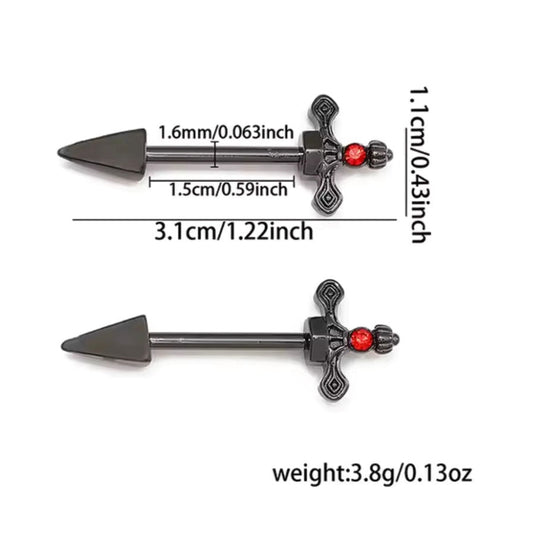 Gothic Schwert Nippel Barbell Paar 14G