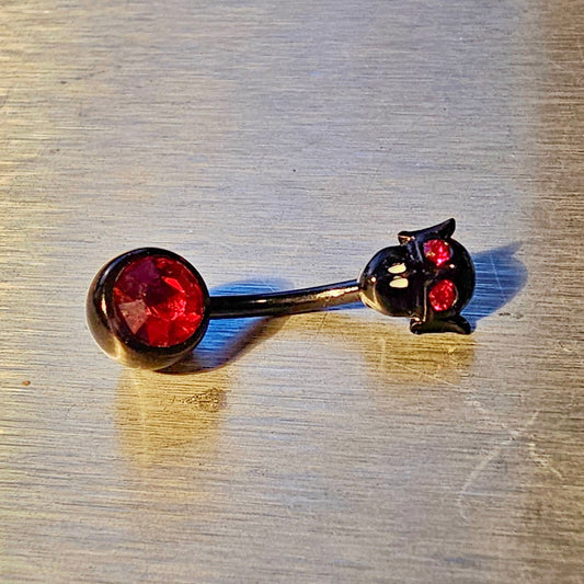 Bauchnabelpiercing Vampir mit rotem Edelstein, 14 g