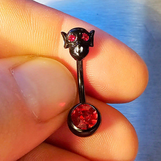 Bauchnabelpiercing Vampir mit rotem Edelstein, 14 g