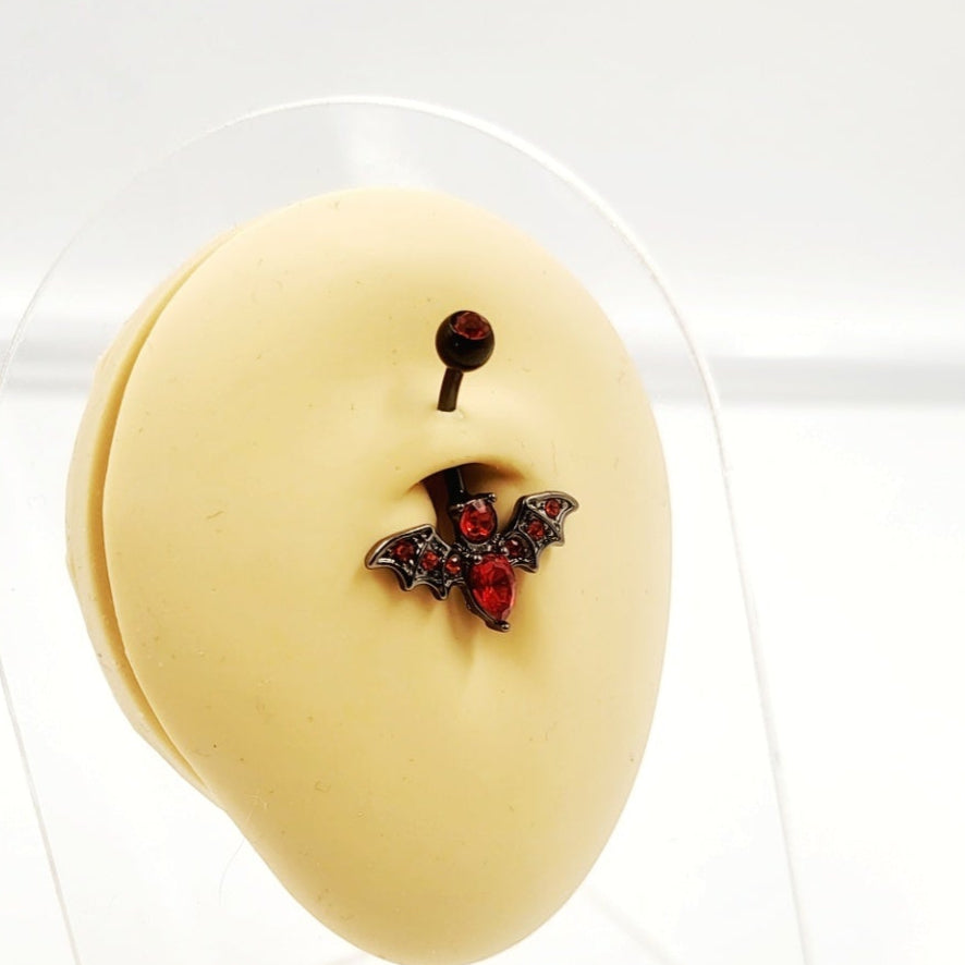 Barre de ventre chauve-souris vampire rouge et noire 14G