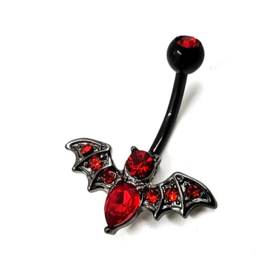 Barre de ventre chauve-souris vampire rouge et noire 14G