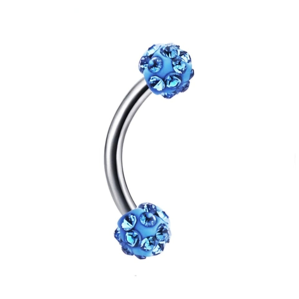 Disco Ball Stainless Steel Curved Barbells 16G