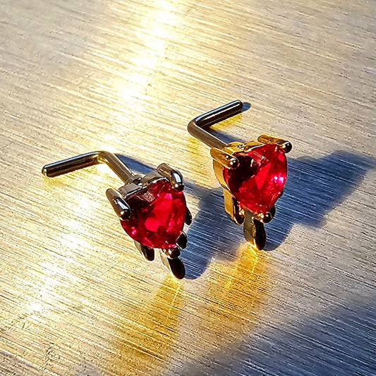 Melting Heart L Shape Nose Studs