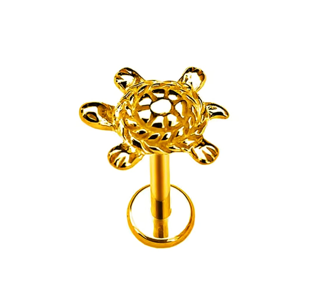 Schildpatt-Labret-Ohrstecker mit Gewinde 16G