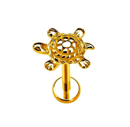 Clous d'oreilles labret filetés en forme de tortue 16G