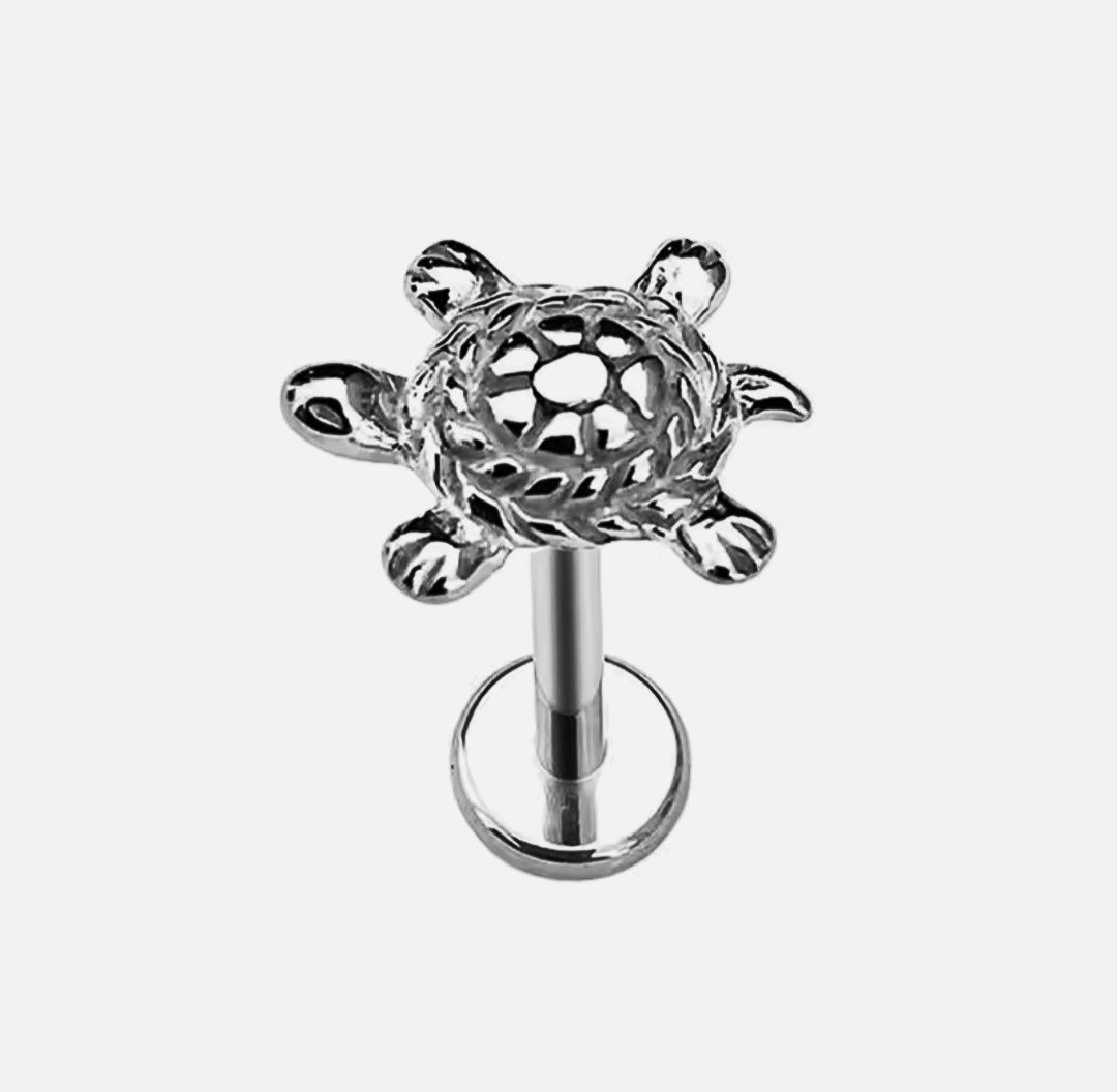Schildpatt-Labret-Ohrstecker mit Gewinde 16G