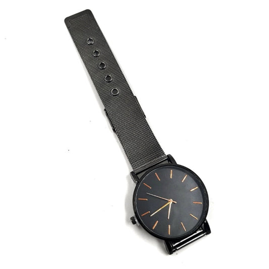 Klassische schwarze Herrenarmbanduhr aus Edelstahl
