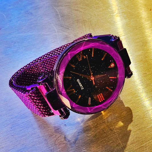 Deep Galaxy Purple Magnetic Strap Wrist Watch