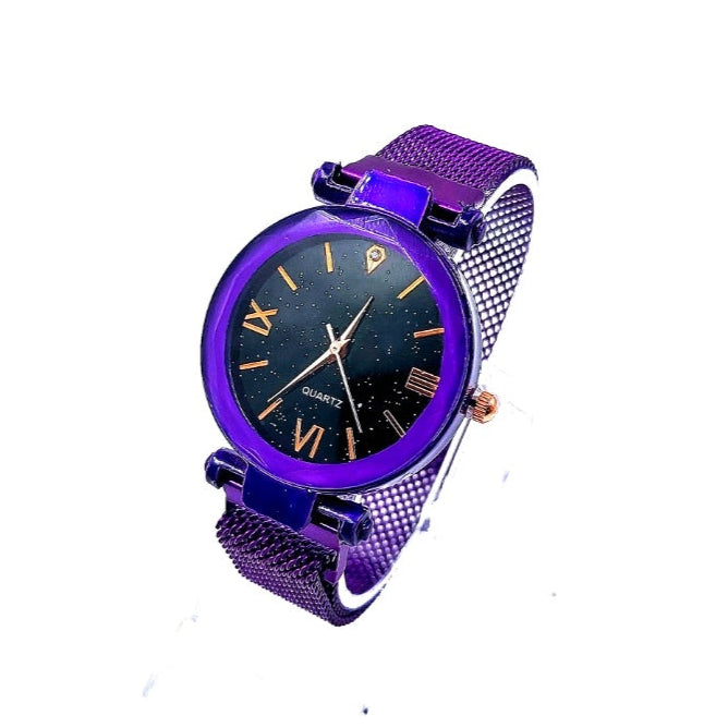 Armbanduhr mit magnetischem Armband in Deep Galaxy-Lila