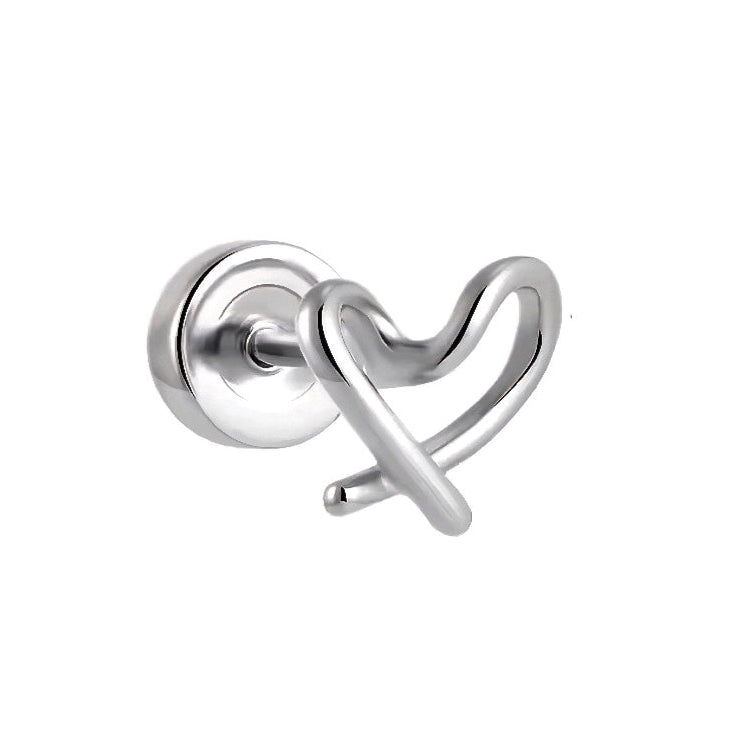 Heart Flat Back Stud Earring 16G
