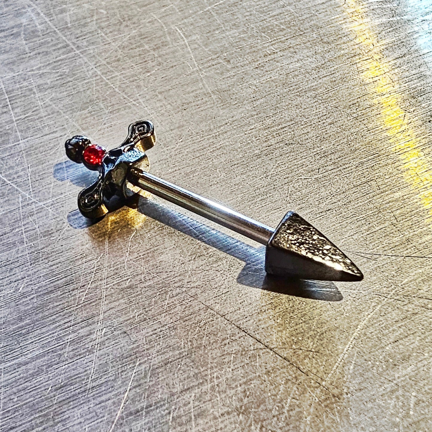 Gothic Sword Nipple Barbell Pair 14G
