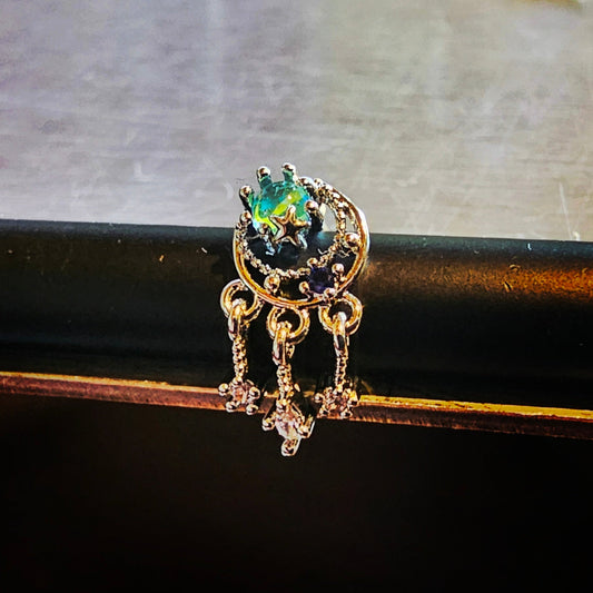 Boucles d'oreilles à tige Lune et étoiles 16G
