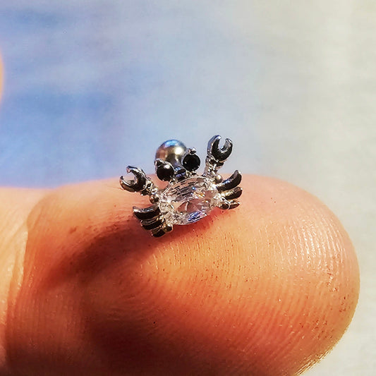 Boucles d'oreilles à tige Petit Crabe 16G