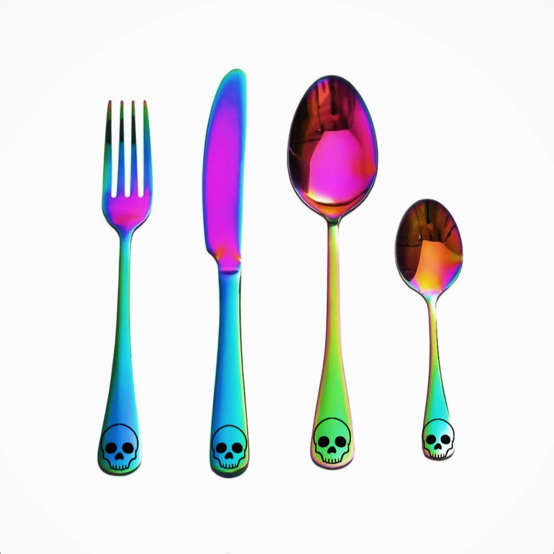 Skull 4pc Stainless Steel Personalise Cutlery Set
