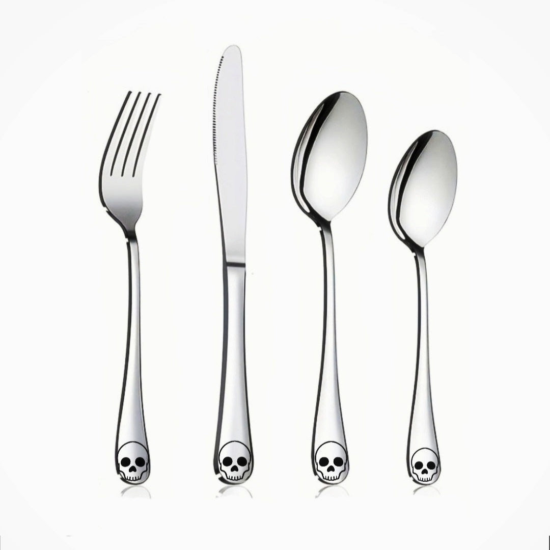 Skull 4pc Stainless Steel Personalise Cutlery Set