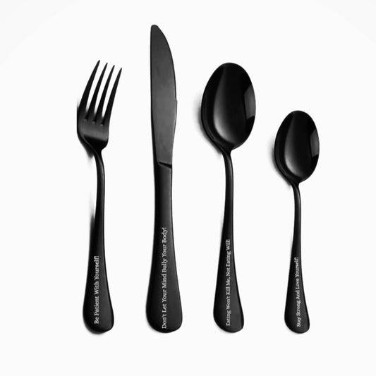 Eating Disorder Positive Motivation 4pc Stainless Steel Cutlery Set