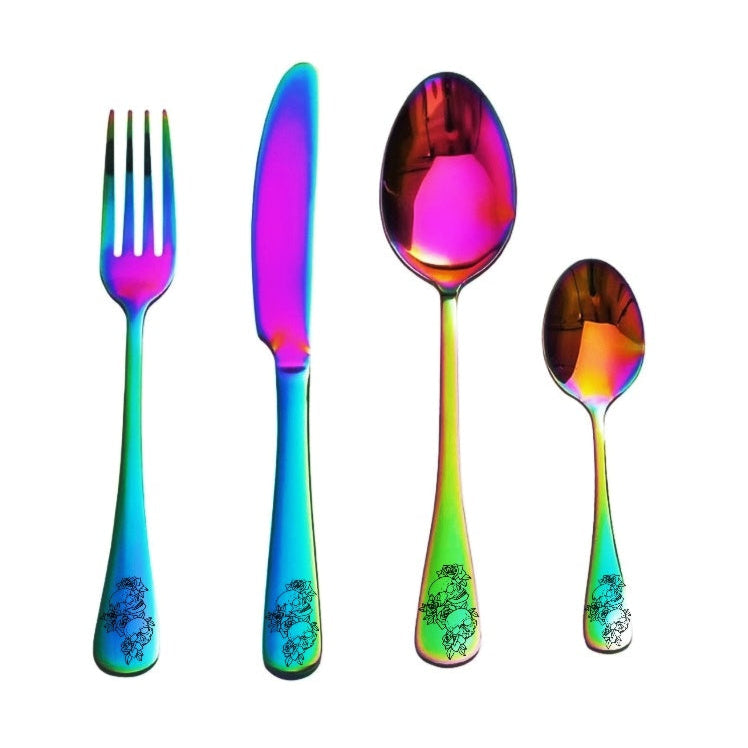 Skulls & Roses Design 4Pc Cutlery Set