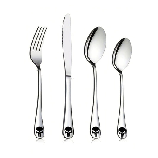 Skull 3 Design 4pc Stainless Steel Cutlery Set
