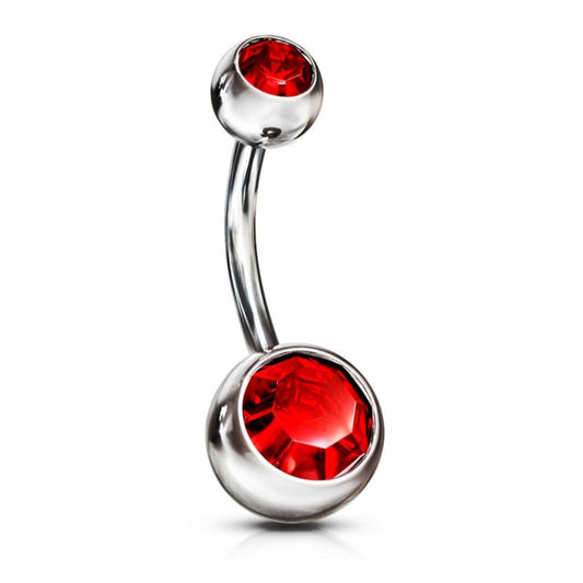 Bauchnabelpiercing mit rotem Edelstein, Körperschmuck, Bauchnabelpiercing mit roter Kugel