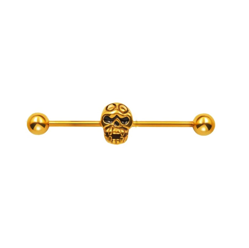 Totenkopf-Industriestange, Totenkopf-Skelett, Kopfstange, Gerüststange, Körperschmuck, Langhantel, 38 mm