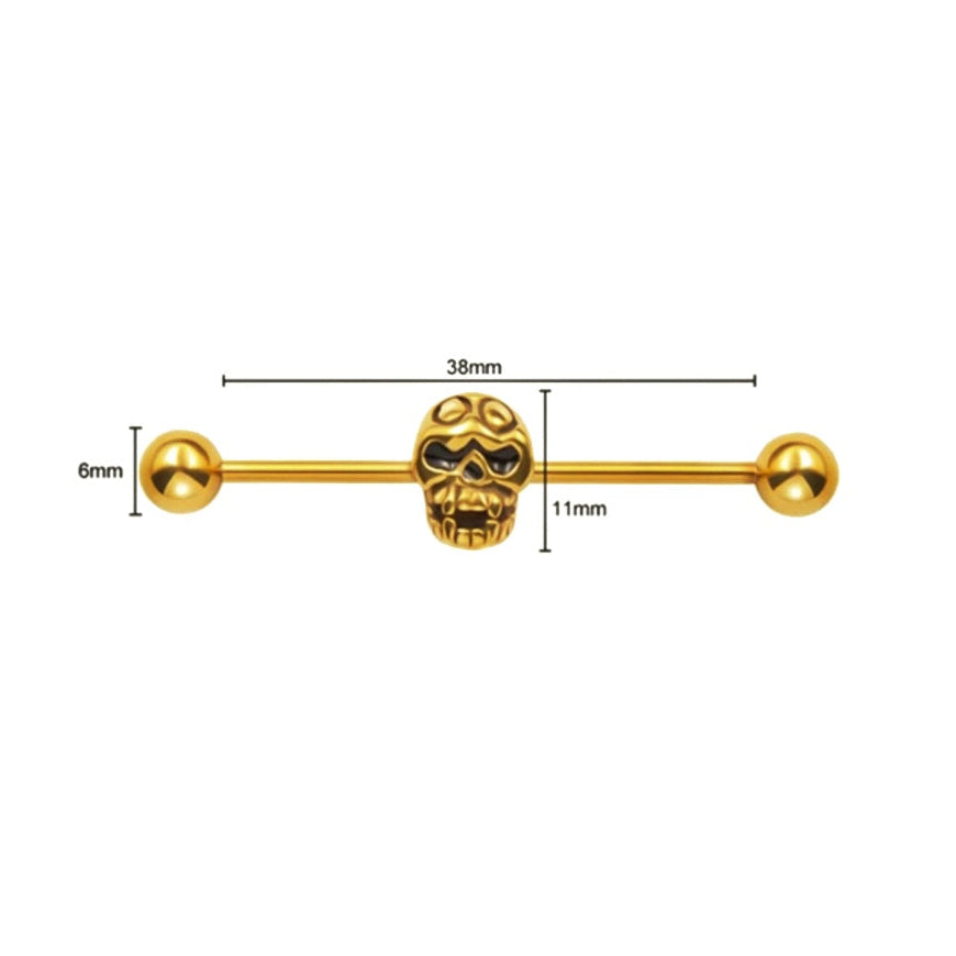 Totenkopf-Industriestange, Totenkopf-Skelett, Kopfstange, Gerüststange, Körperschmuck, Langhantel, 38 mm