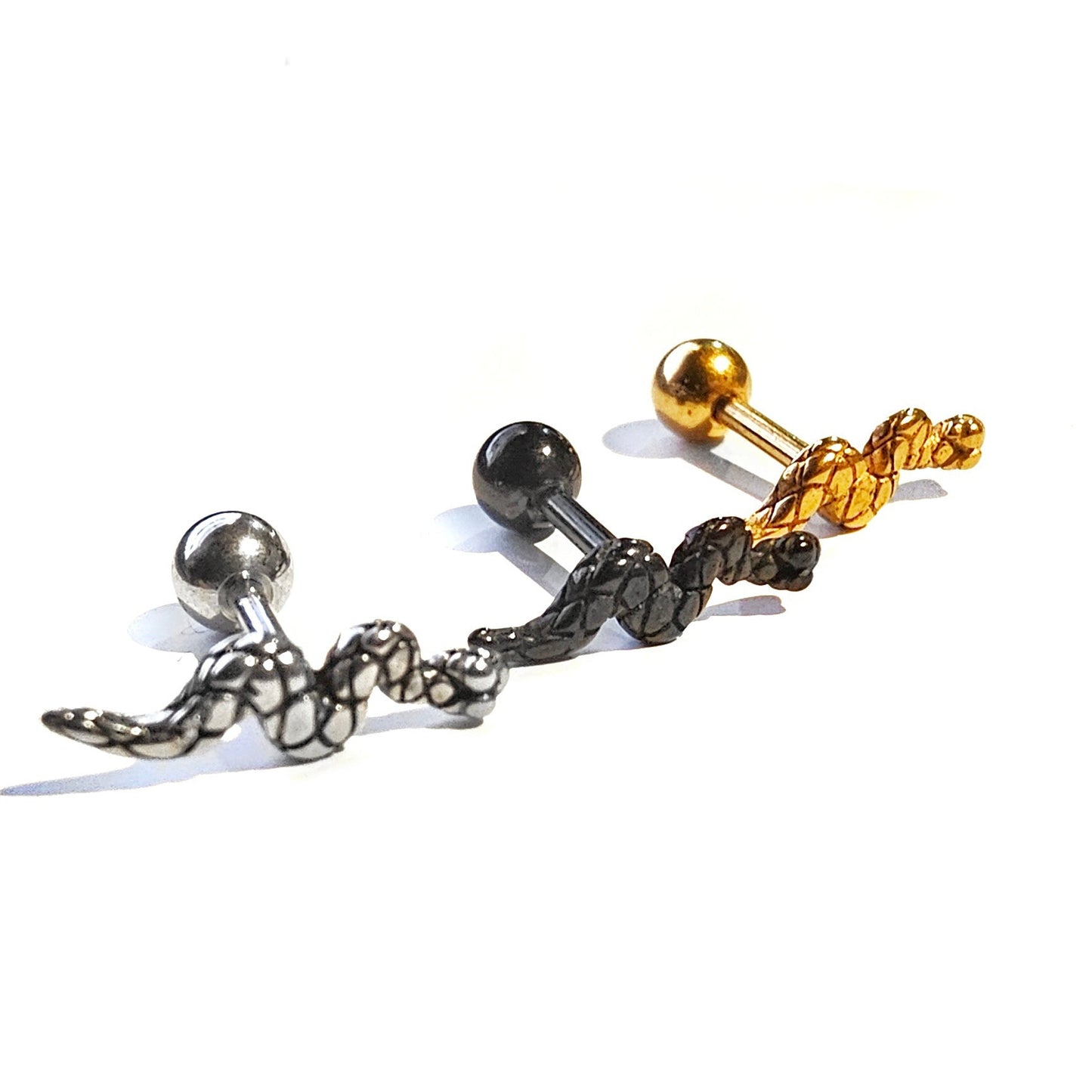 Snake Stainless Steel Stud Earrings 16G
