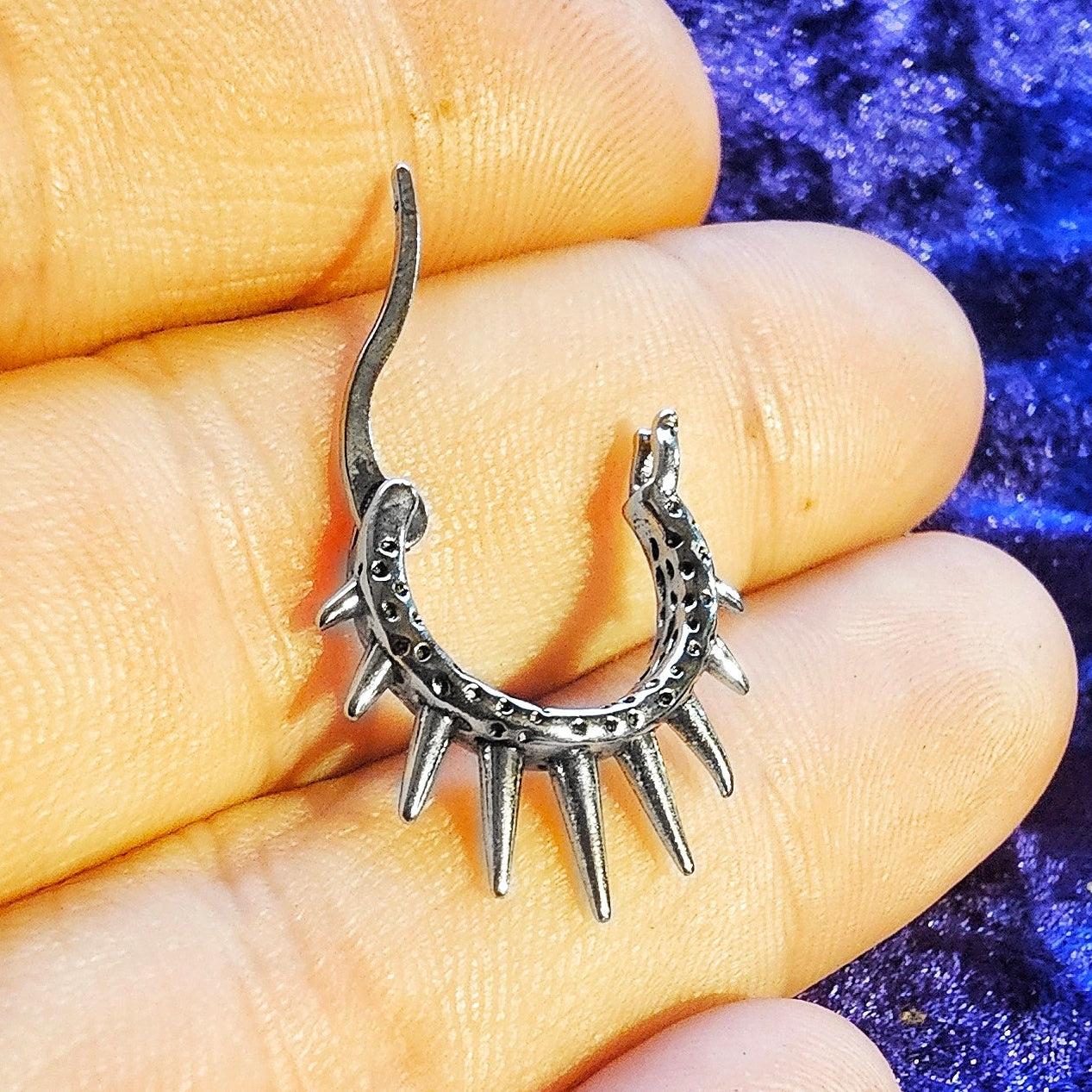 Punk Spiked Silver Hinged Hoop Earring Pair