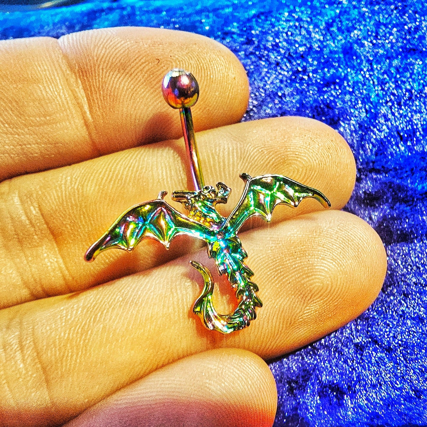 Metallic Dragon Design Belly Bars 14G