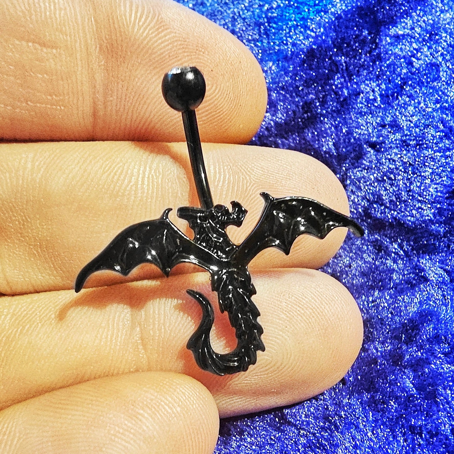 Metallic Dragon Design Belly Bars 14G