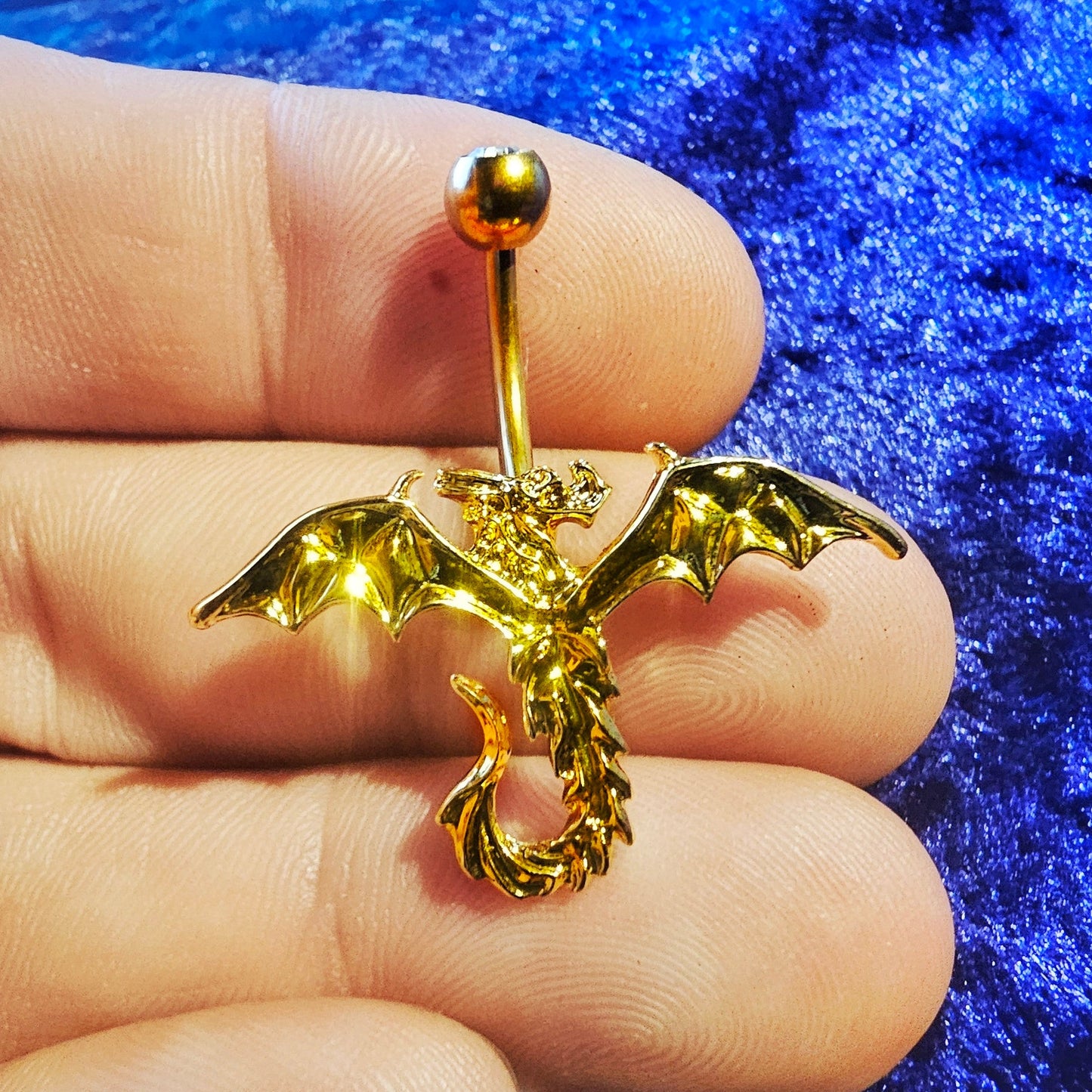 Metallic Dragon Design Belly Bars 14G