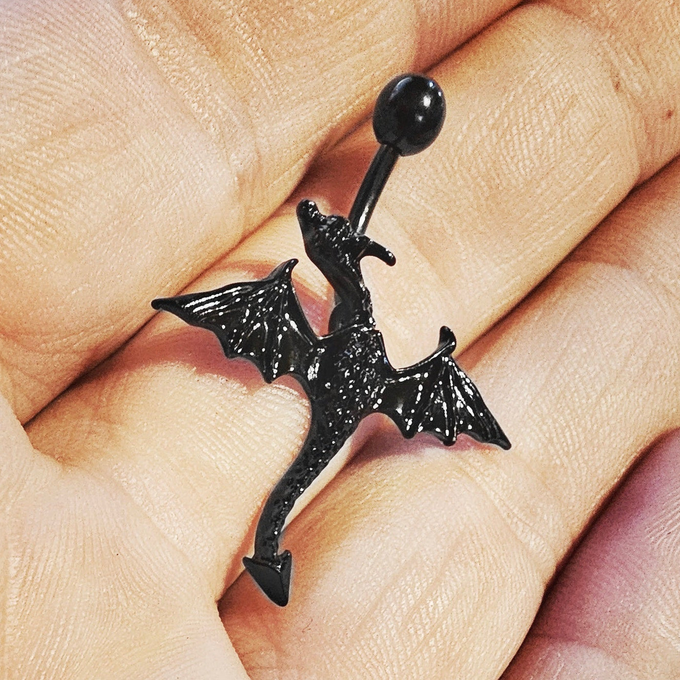 Dragon Design Stainless Steel Belly Bar 14G