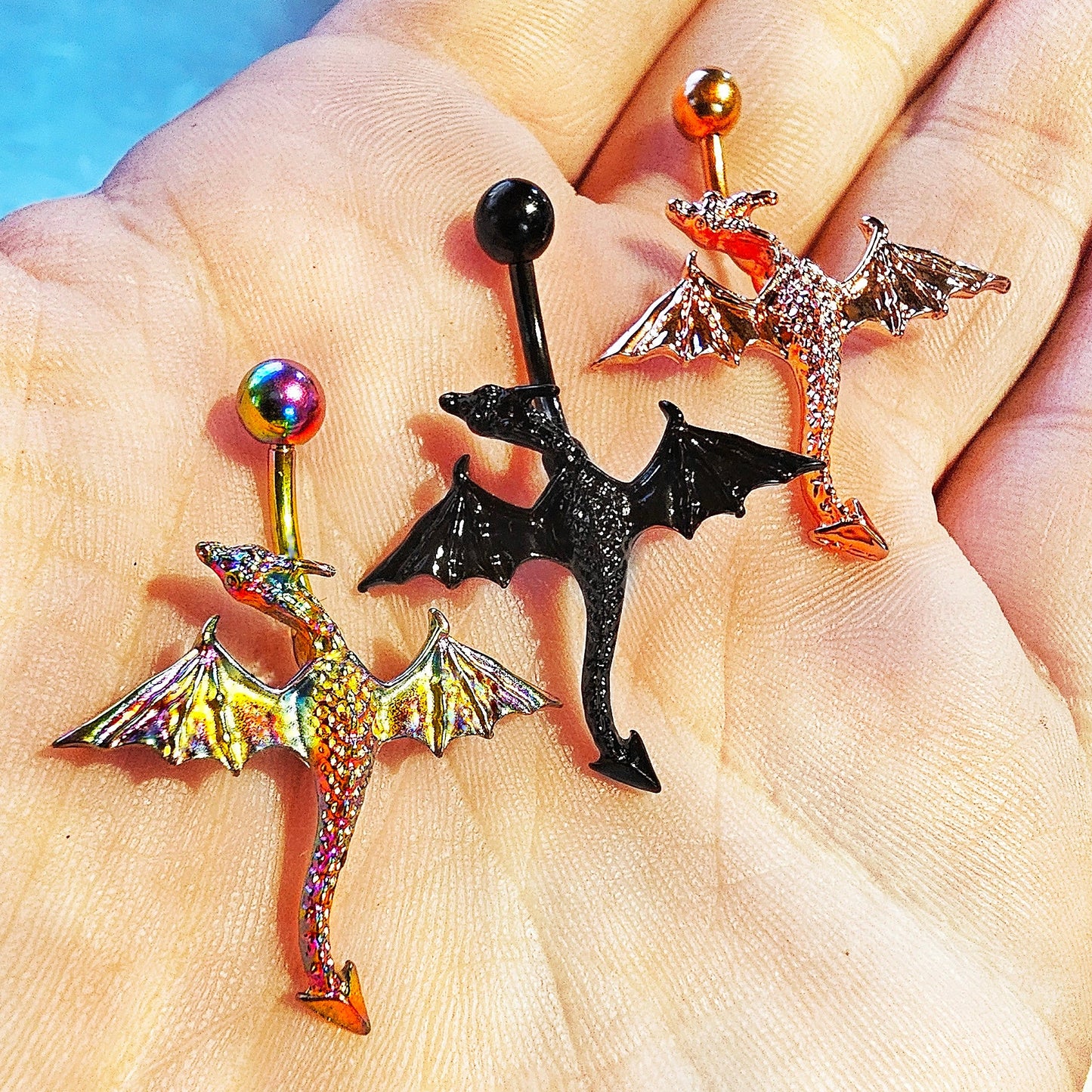 Dragon Design Stainless Steel Belly Bar 14G