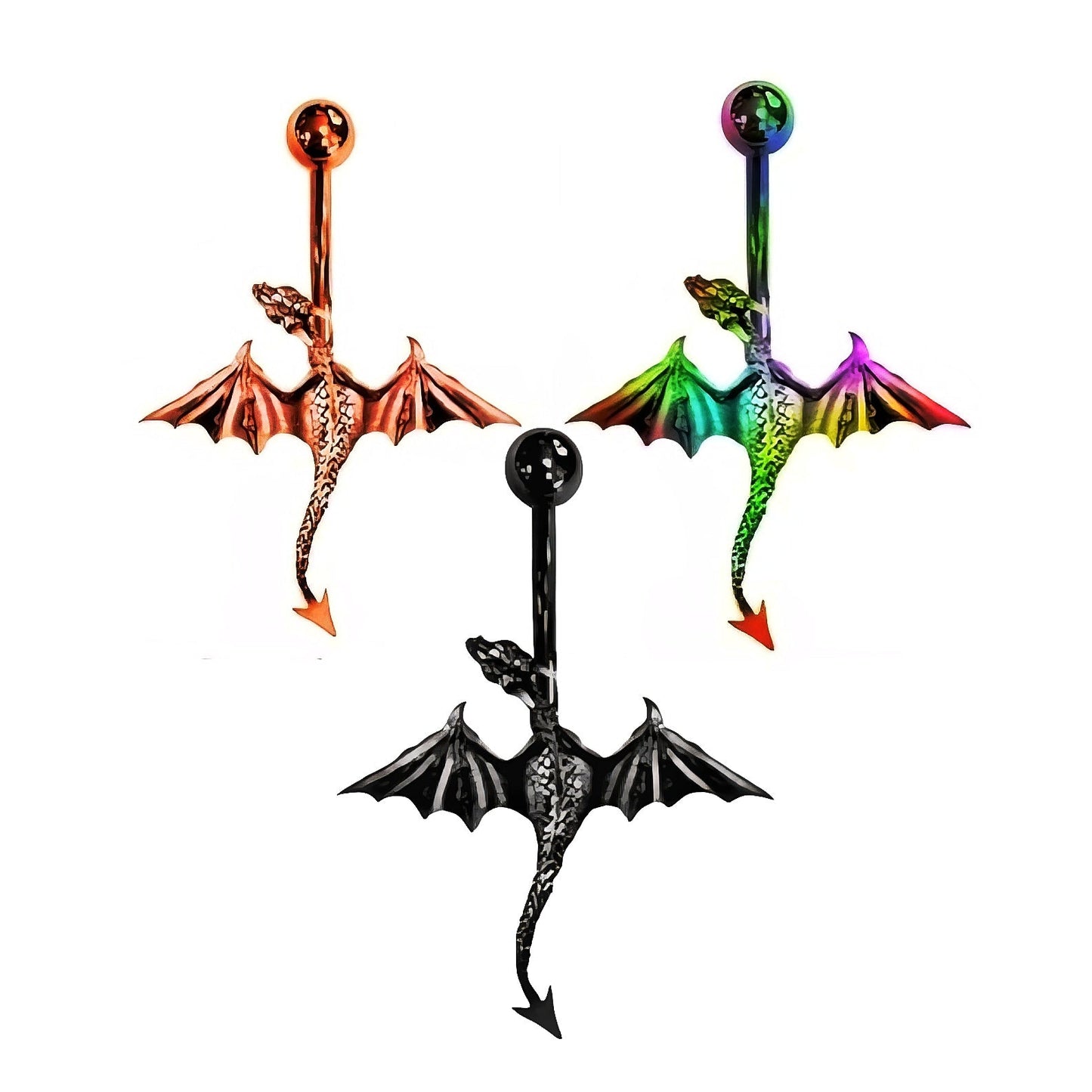 Dragon Design Stainless Steel Belly Bar 14G