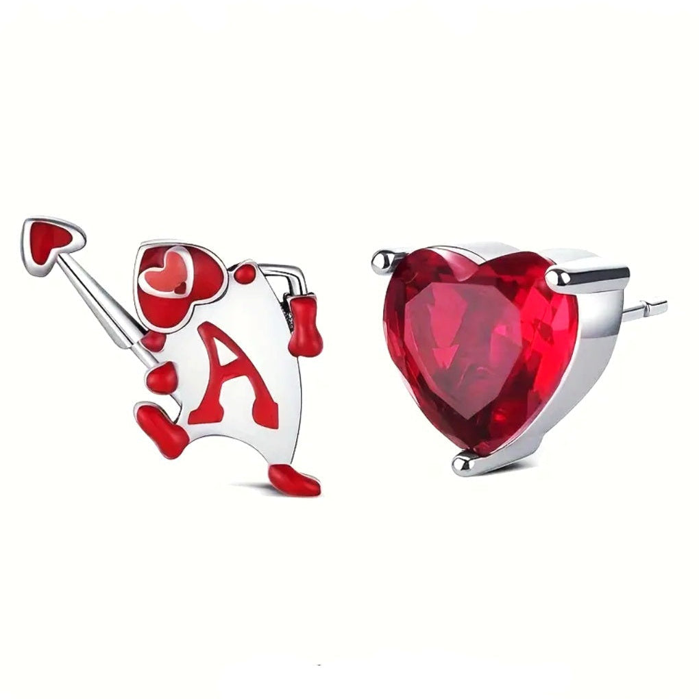 Ace Soldier & Zirconia Earring Stud Pair