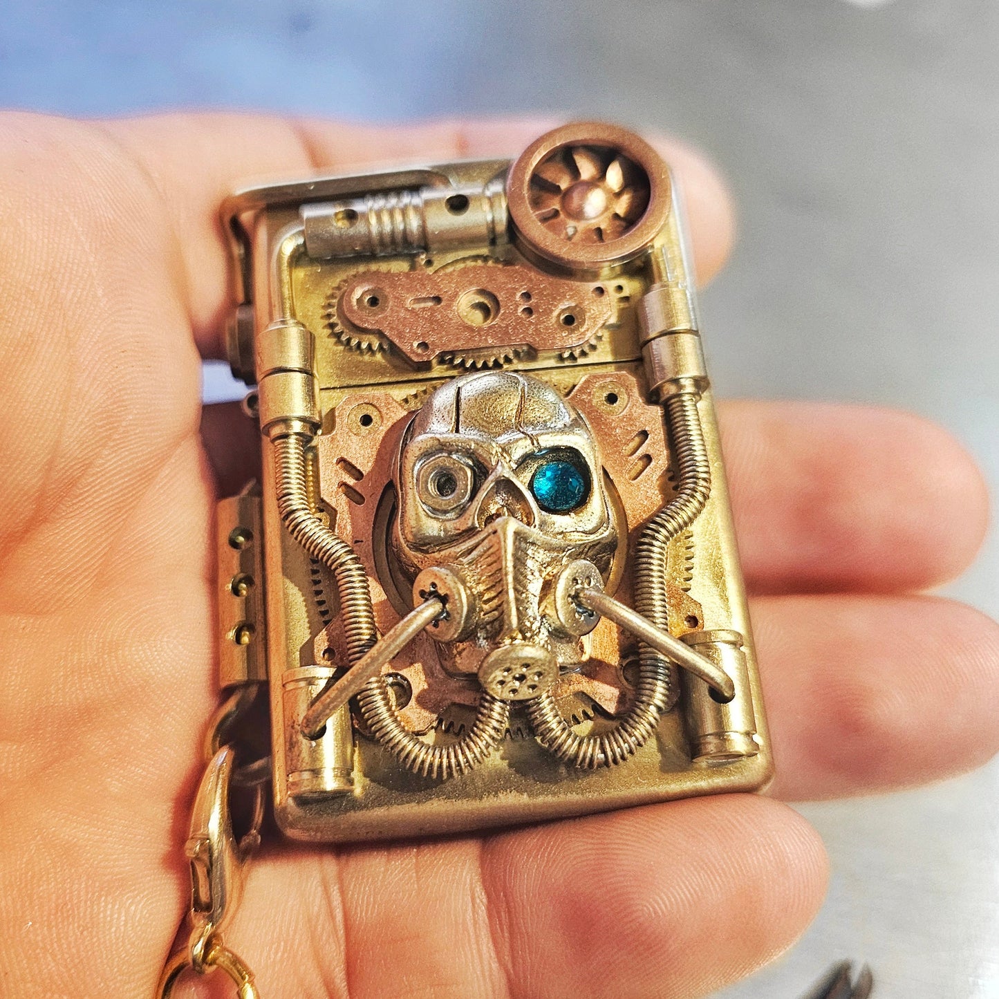Brass Steampunk Mask Flip Lighter