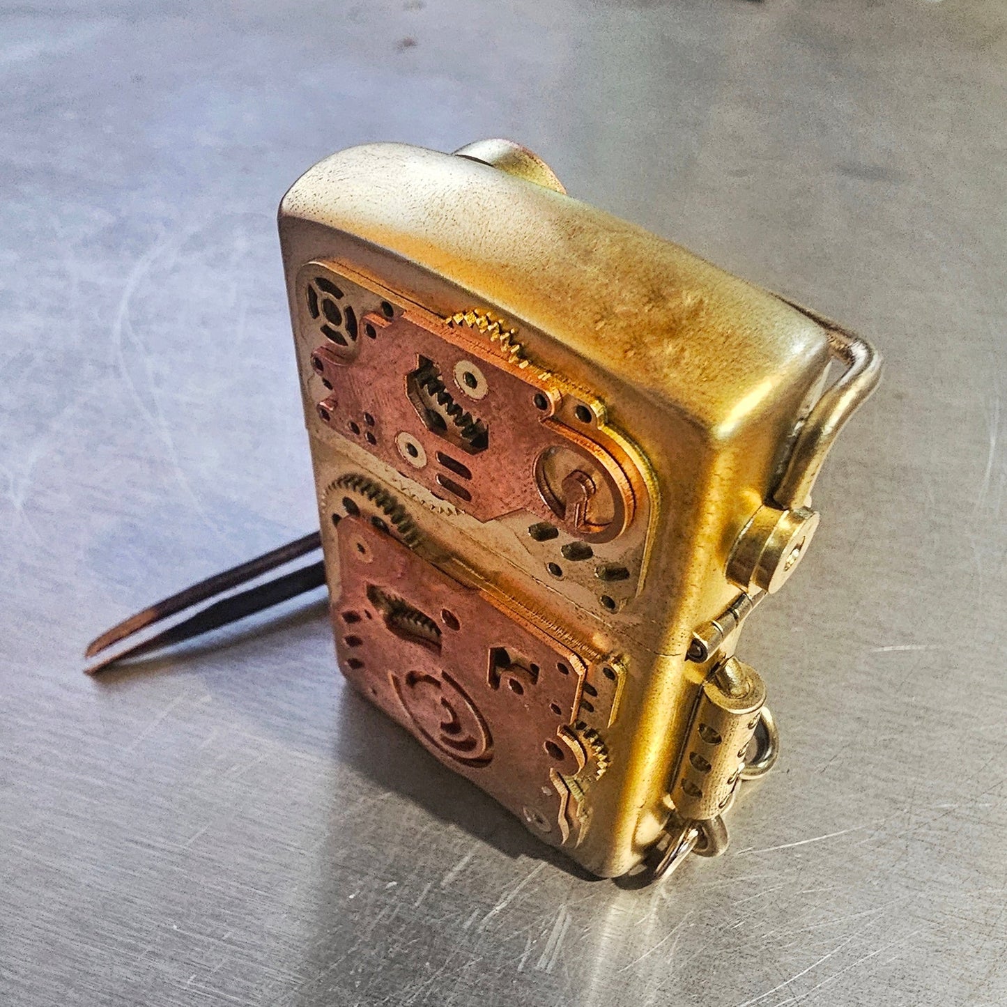 Brass Steampunk Mask Flip Lighter