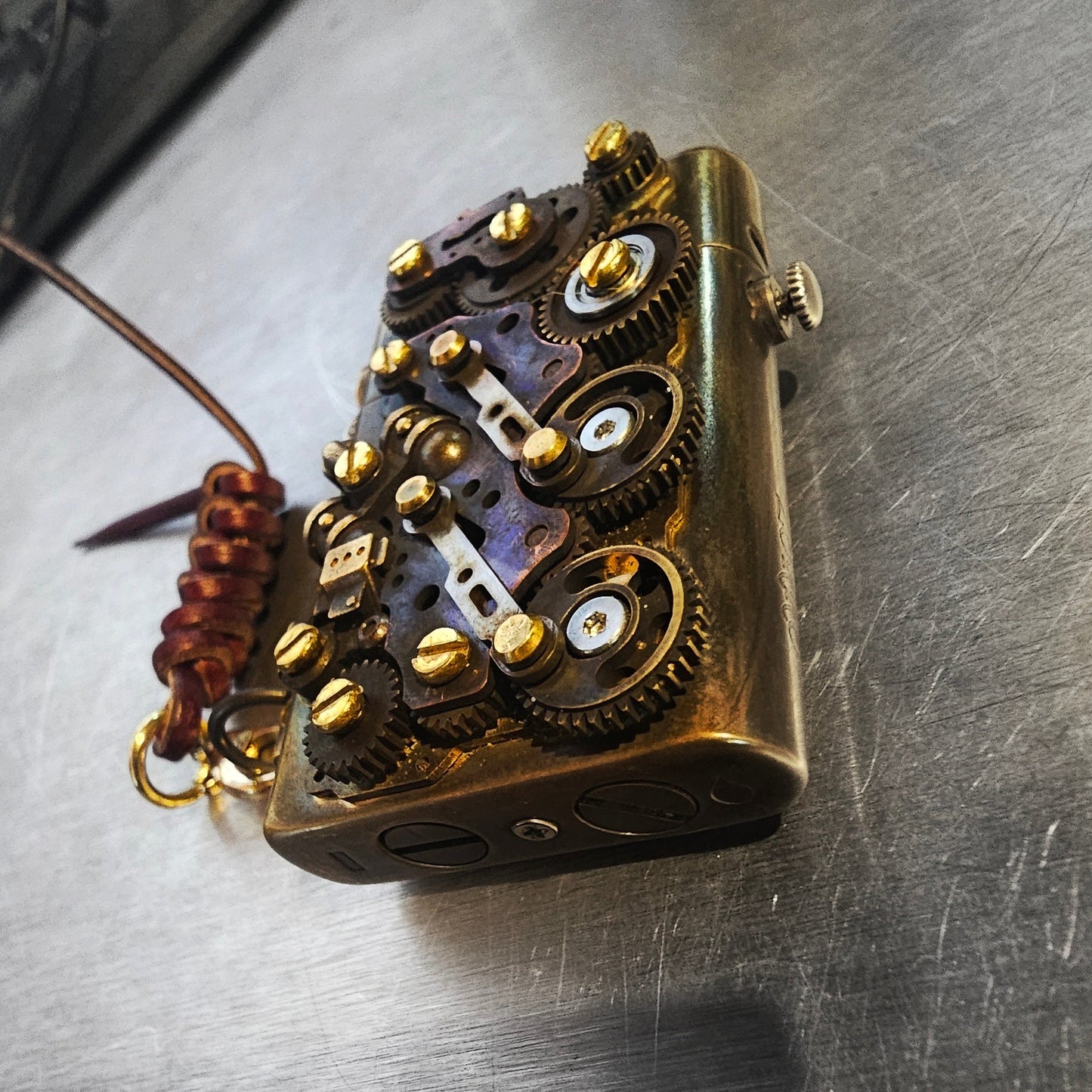 Mechanical Engine Steampunk Brass Flip Press Lighter