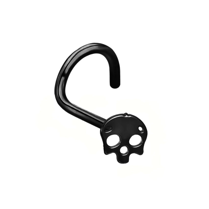 Schwarzer Nasenstecker mit Totenkopf-Motiv