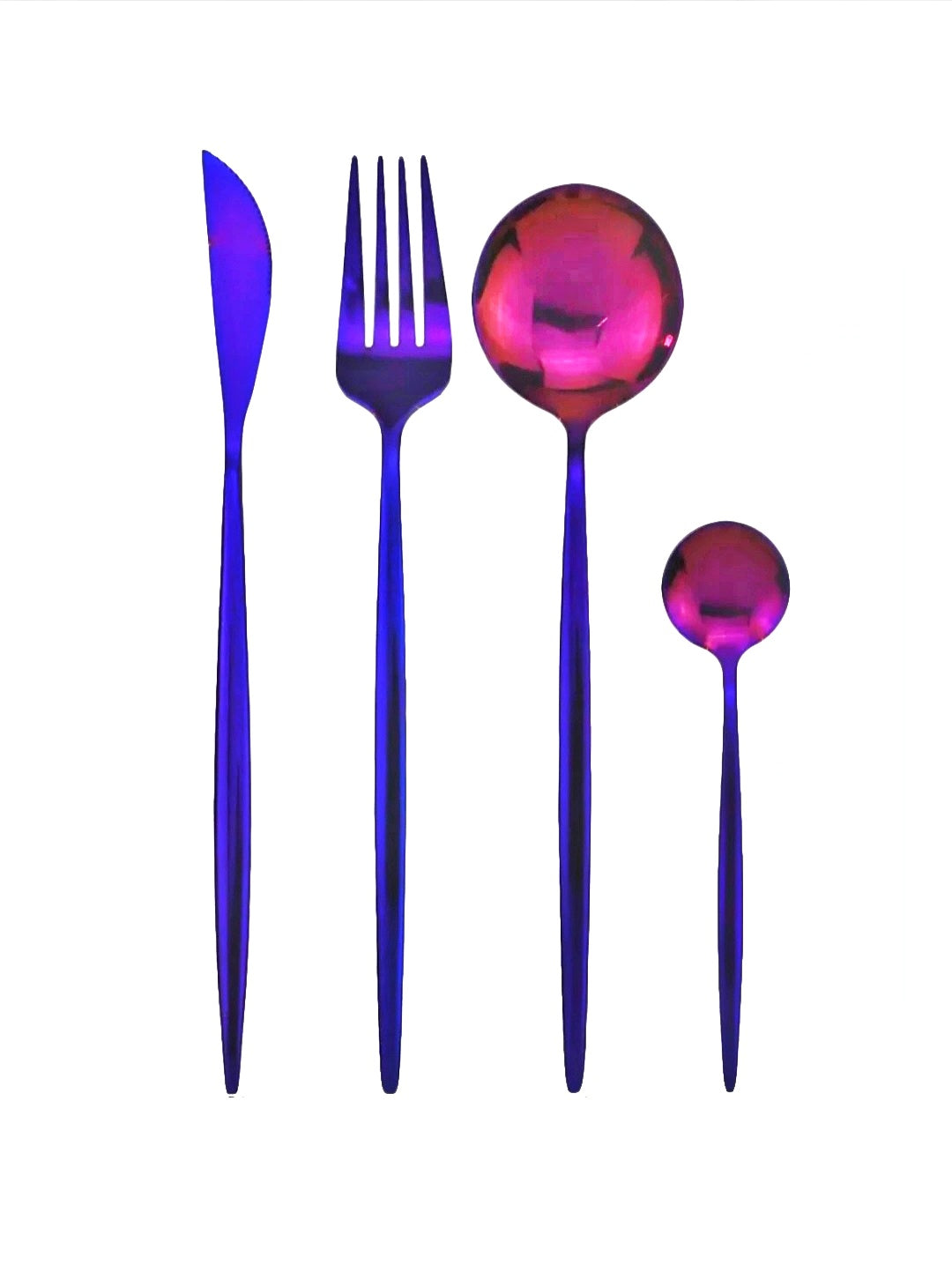 Purple 4pc Slim Handle Stainless Steel Cutlery Set