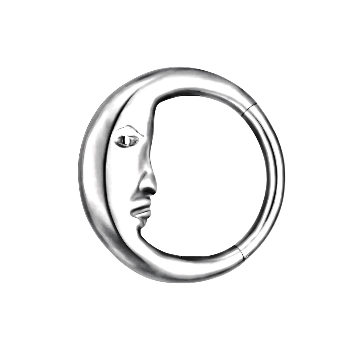 Silver 16G Surgical Steel Moon Face Clicker Nose and Ear Hoop