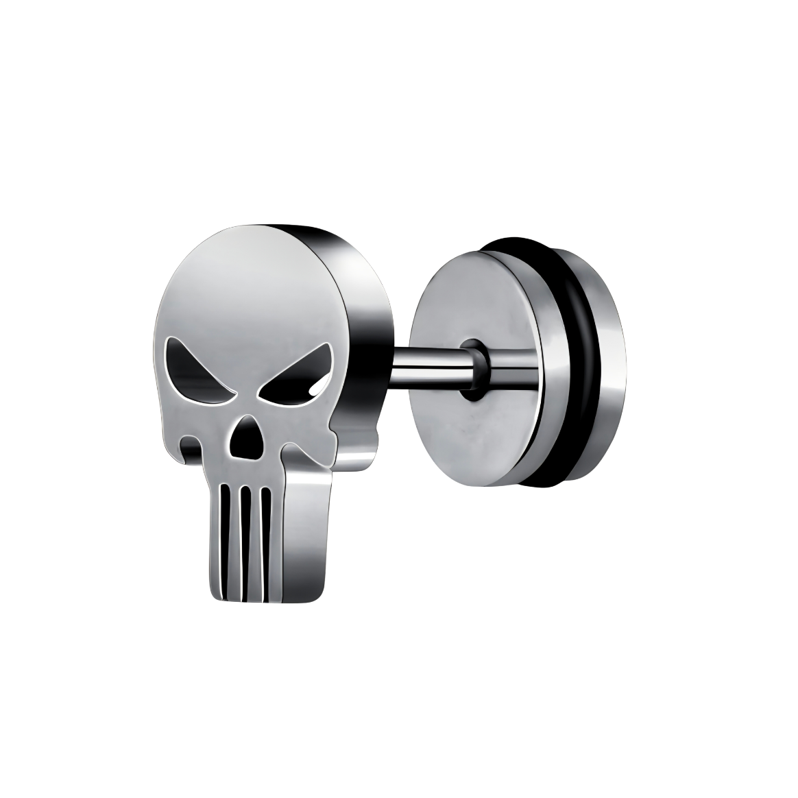 Punisher Totenkopf Edelstahl Ohrstecker 16G